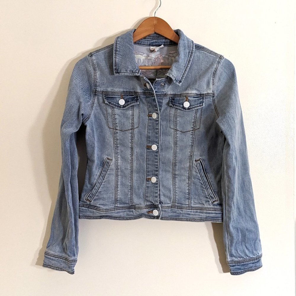 Cat & Jack Girl's Awesome Embroidered Jean Jacket Blue Size XL(14/16)